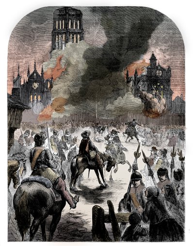A queima da Catedral de São Paulo durante o Grande Incêndio de Londres, c1902 de Unbekannt