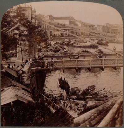 O centro do tráfego - Rio Singapura e Ponte Kavanagh, do escritório Surveyors, Singapura, 19 de Unbekannt