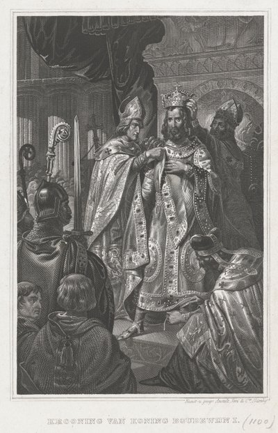 A coroação de Baldwin I no dia de Natal 1100, século XIX de Unbekannt