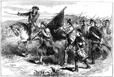 A multidão em Springfield com a bandeira negra, c1776-1781 c1880 de Unbekannt