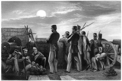 Os defensores à procura, bateria em Lucknow, 1857, c1860 de Unbekannt
