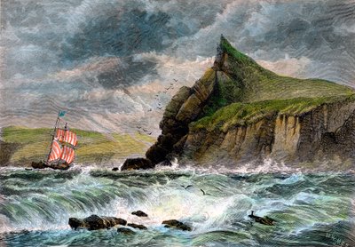 A entrada para o porto de Fowey, Cornualha, século XIX de Unbekannt