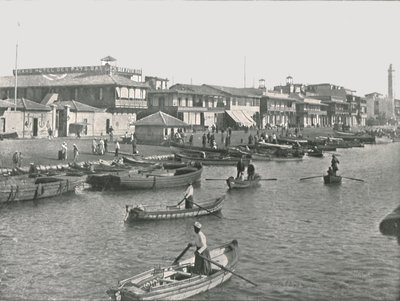 A entrada para o canal de Suez em Port Said, Egito, 1895. de Unbekannt