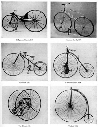 A evolução da bicicleta, século XIX, c1920 de Unbekannt