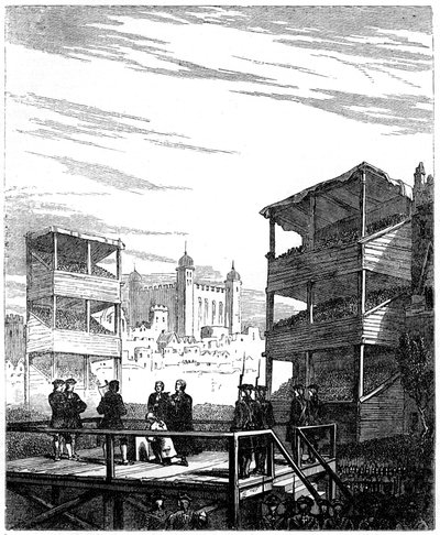 A execução de Lord Derwentwater 1689-1716 em Tower Hill, Londres, 1716, século XIX de Unbekannt