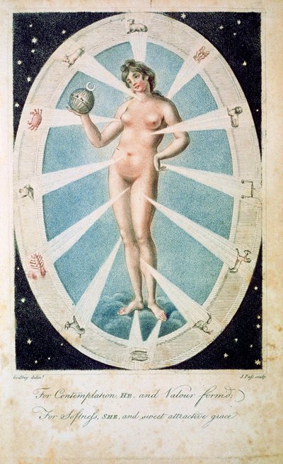 A forma feminina com símbolos astrológicos, 1790 de Unbekannt