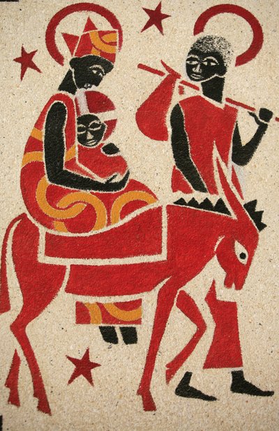 O voo para o Egipto O fresco da abadia de Keur Moussa foi desenhado e pintado em 1963 por Dom Georges Saget Keur Moussa Senegal de Unbekannt