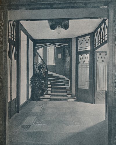 O piso e a escada da Casa Behrens, projetada por Peter Behrens, 1901 de Unbekannt