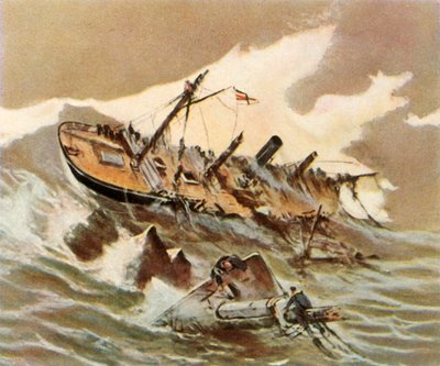 O navio de guerra Iltis é destruído, 1896, 1936. de Unbekannt