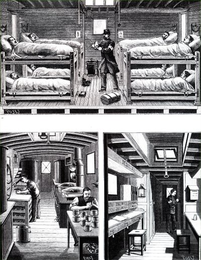 O interior de um comboio de um hospital militar francês. de Unbekannt