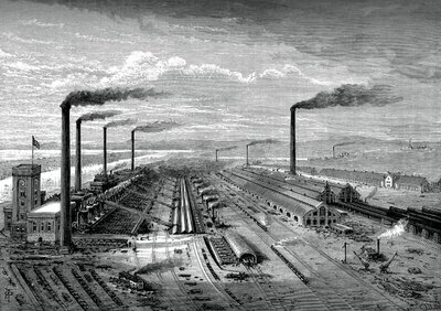 As obras de ferro e aço em Barrow, c1880 de Unbekannt