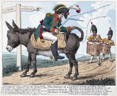A jornada de um herói moderno, para a ilha de Elba, 1814 de Unbekannt