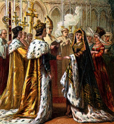 O casamento de Henrique VII, 1486, c1850 de Unbekannt