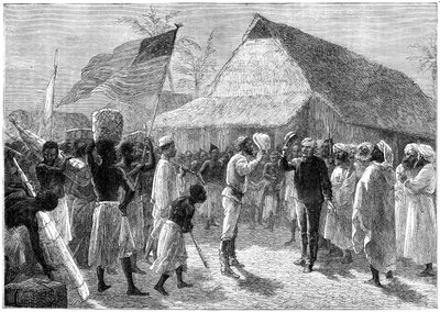 O encontro entre Henry Morton Stanley e o Dr. David Livingstone, África, século XIX de Unbekannt