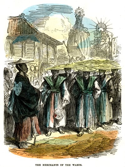 Os comerciantes da ala, procissão do festival de Ano Novo em Yokohama, Japão, 1872 de Unbekannt