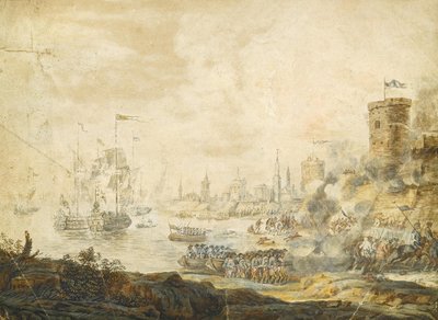 A batalha naval de Chesma em 5 de julho de 1770, século XVIII de Unbekannt