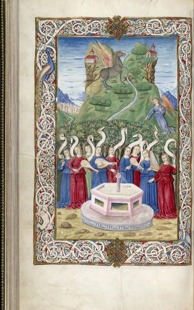 As nove musas com Pegasus e Monte Helicon de Argumentum por Guarinus Veronensis, 1485-1499 de Unbekannt