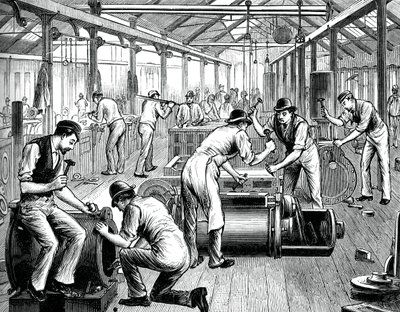 A loja de bombas em uma fábrica da Cornualha, c1880 de Unbekannt