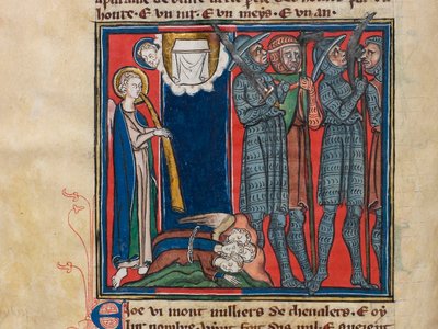 O sexto anjo tocou sua trombeta... Miniatura de: Apocalypse de saint Jean, ca 1320. de Unbekannt