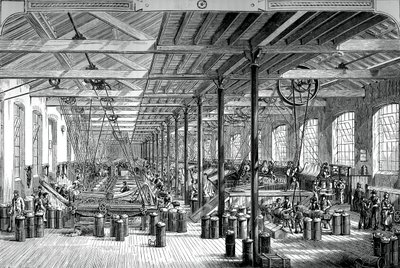 A sala de fiação na corda de Shadwell funciona, c1880 de Unbekannt