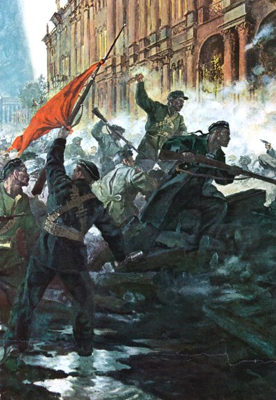 A invasão do Palácio de Inverno, São Petersburgo, Revolução Russa, outubro de 1917 de Unbekannt