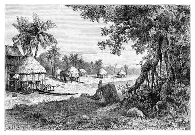 A vila de Sawi, Car-Nicobar, Ilhas Nicobar, Índia, 1895 de Unbekannt