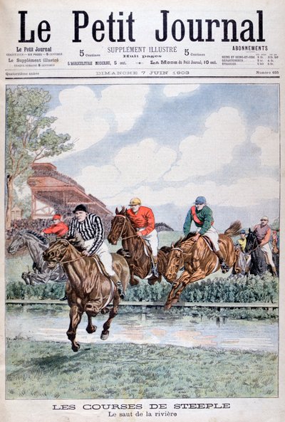 O salto de água na corrida de obstáculos, Auteuil, 1903 de Unbekannt