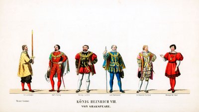 Figurinos de teatro para peça de Shakespeares, Henrique VIII, século XIX de Unbekannt
