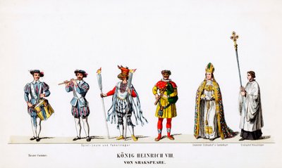 Figurinos de teatro para peça de Shakespeares, Henrique VIII, século XIX de Unbekannt