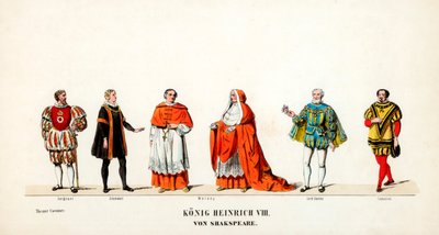 Figurinos de teatro para peça de Shakespeares, Henrique VIII, século XIX de Unbekannt