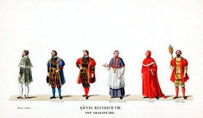 Figurinos de teatro para peça de Shakespeares, Henrique VIII, século XIX de Unbekannt