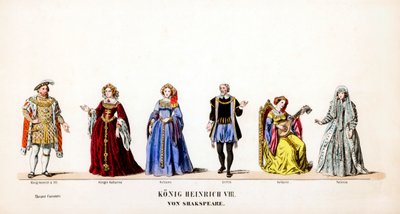 Figurinos de teatro para peça de Shakespeares, Henrique VIII, século XIX de Unbekannt