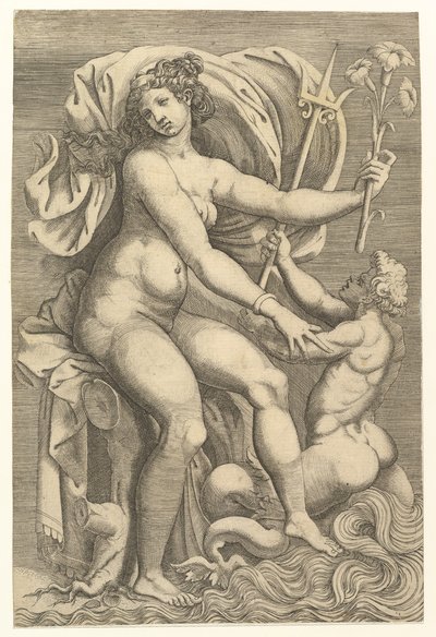 Thetis assentado com um Triton, século XVI. de Unbekannt