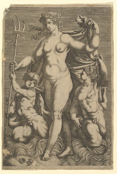 Thetis em pé com dois tritões. de Unbekannt