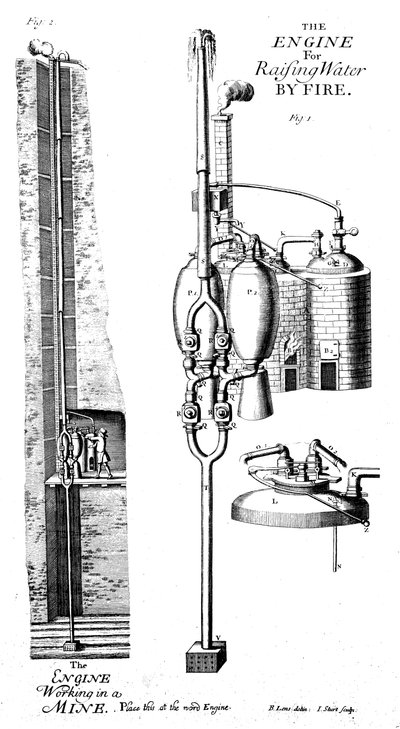 Bomba de vapor de Thomas Saverys ou o amigo dos mineiros, 1702 1726 de Unbekannt