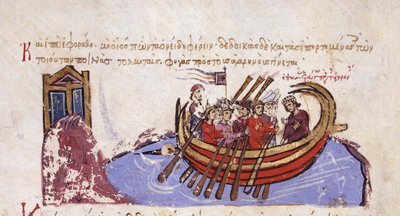 Thomas the Slav foge para a Miniatura dos Árabes das Skylitzes de Madri, séculos 11 a 12 de Unbekannt