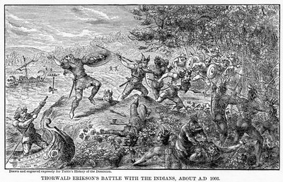 Thorwald Eriksons batalha com os índios, por volta de 1003 dC, 1877 de Unbekannt