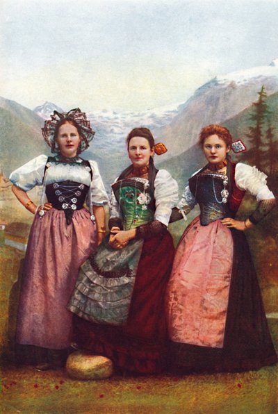 Três meninas suíças, 1912 de Unbekannt