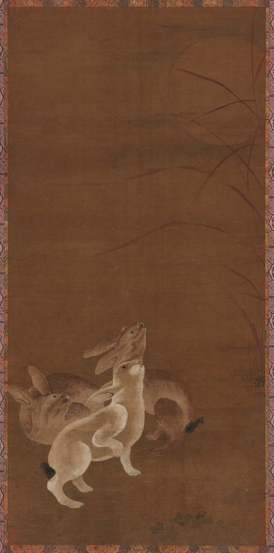 Três lebres olhando para a lua, 1368-1644. de Unbekannt