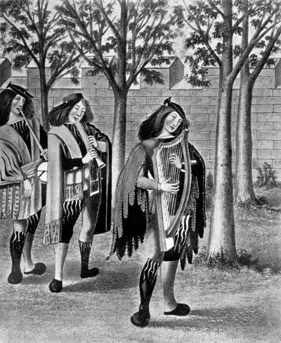 Três menestréis, c1480, 1910 de Unbekannt