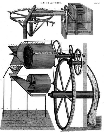 Máquina de debulhar por Andrew Meikle, inventor e millwright escocês, 1811 de Unbekannt