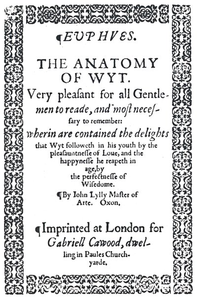 Página de título de John Lylys Euphues ou The Anatomy of Wit, Primeira Edição, 1579, 1942. de Unbekannt
