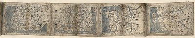 Título da capa. As folhas são unidas de ponta a ponta e estilo acordeão dobrado. Colado em uma pequena etiqueta no verso do mapa de Hamgyŏng-do: Bunkōdō Shoten. Disponível também através do site da Biblioteca do Congresso como uma imagem raster. Controle d de Unbekannt