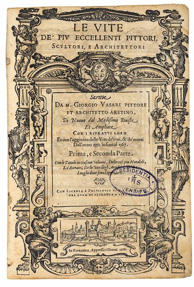 Página de rosto de: Giorgio Vasari, A Vida dos Mais Excelentes Pintores Italianos, Escultores, 1568. de Unbekannt