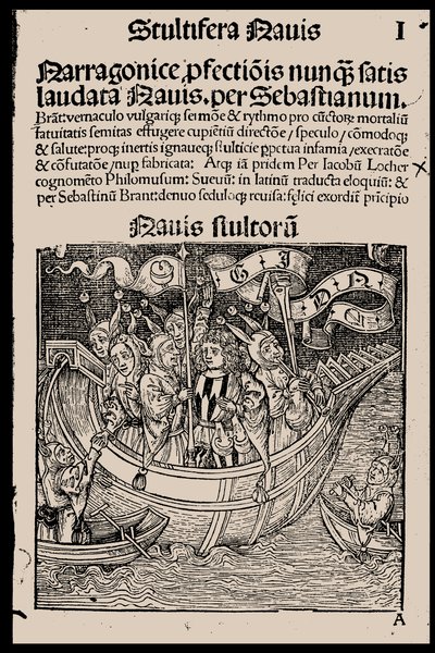 Página de rosto do livro Ship of Fools, de Sebastian Brant, 1497. de Unbekannt