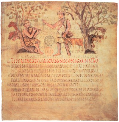 Tityrus tocando flauta, século V de Unbekannt