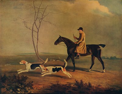 Tom Oldaker, caçador dos cães Berkley, em Pickle, com os cães, 1800, 1929 de Unbekannt