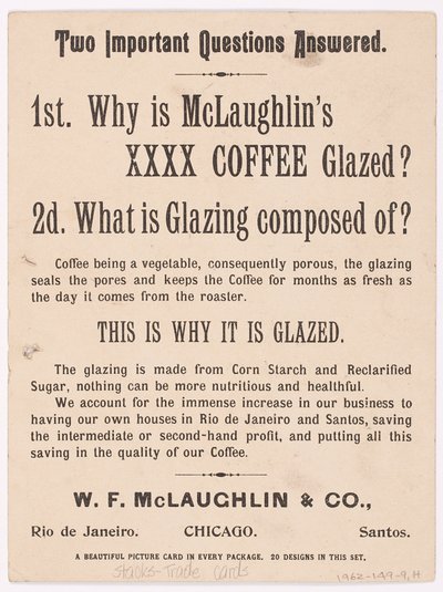  Trade Card, Anúncio do Café McLaughlin