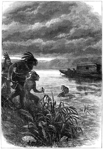 Comerciantes no rio Ohio atacados por nativos americanos, século XVIII c1880 de Unbekannt
