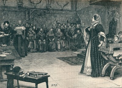 Julgamento de Mary Queen of Scots no castelo de Fotheringhay, 1586 1905. de Unbekannt